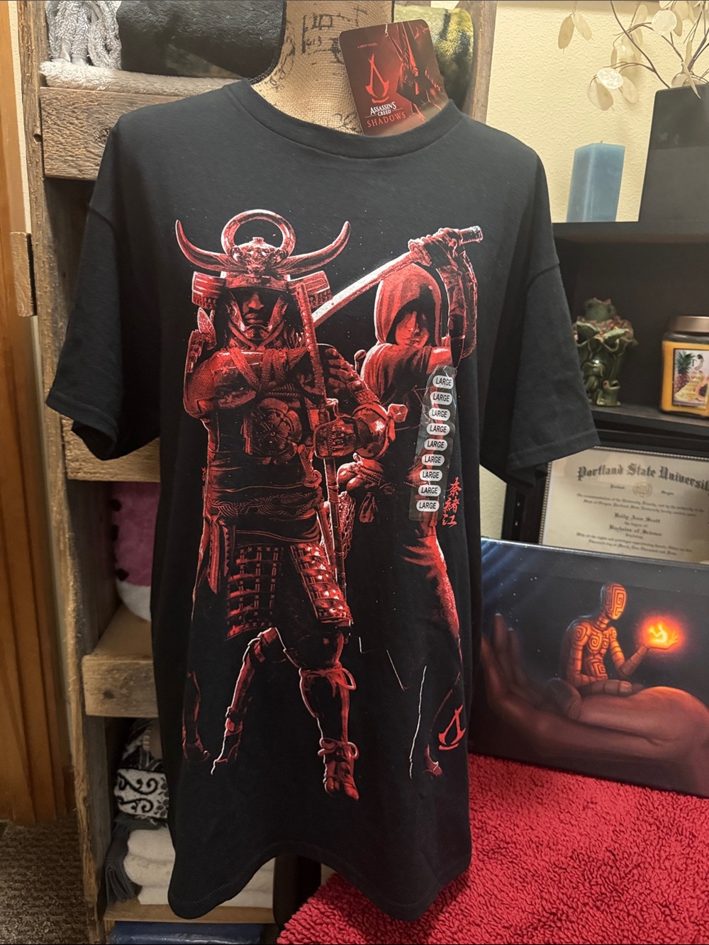 NWT ASSASSINS CREED SHADOWS 2024 release, red intricate design, Men’s L t-shirt.